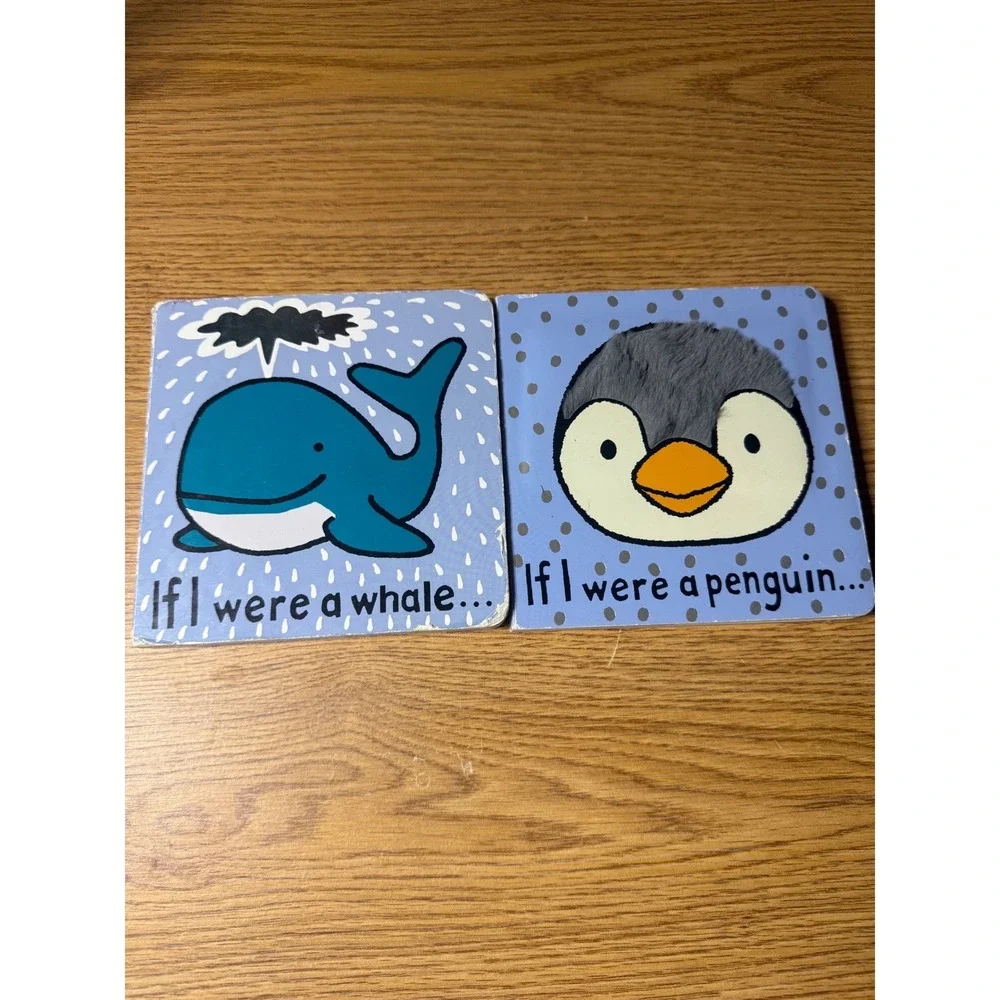 Jellycat If I Were a Whale / Penguin Sensory Touch Board Book Set Anne Wilkinson